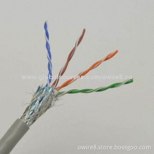 SFTP Cat5e Cable, 24AWG Copper, PET + AL Foil Shielding with UL Mark